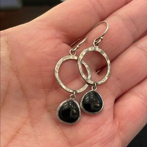 Elegant Silver and Black Drop Earrings